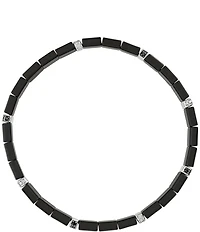 Bulova Men's Sterling Silver & Ceramic Tile Beads Stretch Bracelet