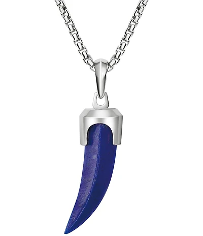 Bulova Men's Sterling Silver Blue Lapis Horn Short Pendant Necklace