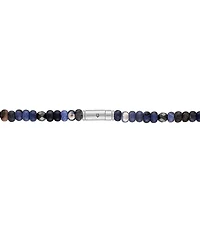 Bulova Men's Sterling Silver Blue Multi Beaded Chain Necklace