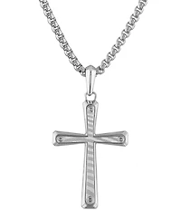 Bulova Men's Sterling Silver Cross Long Pendant Necklace