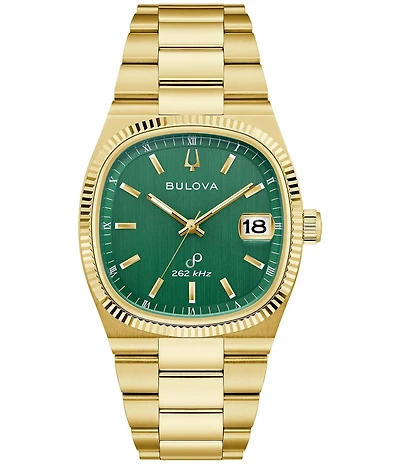 Bulova Men's Supseville Three Hand Gold Tone Stainless Steel Bracelet Watch