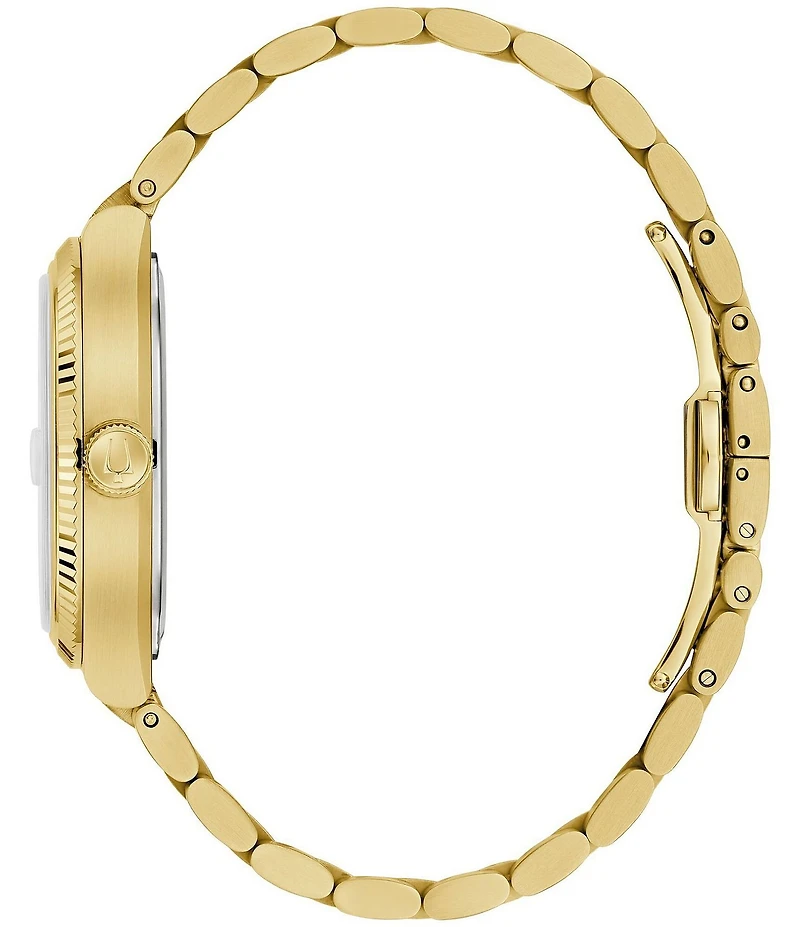 Bulova Men's Supseville Three Hand Gold Tone Stainless Steel Bracelet Watch