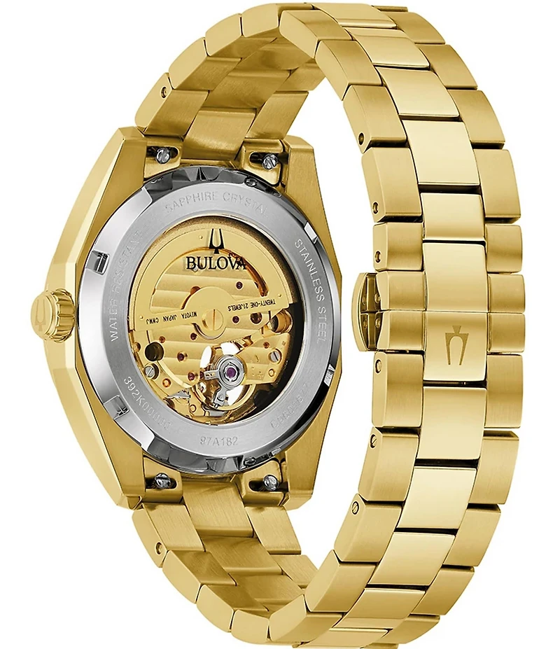 Bulova Men's Surveyor Mechanical Automatic Gold Tone Stainless Steel Bracelet Watch