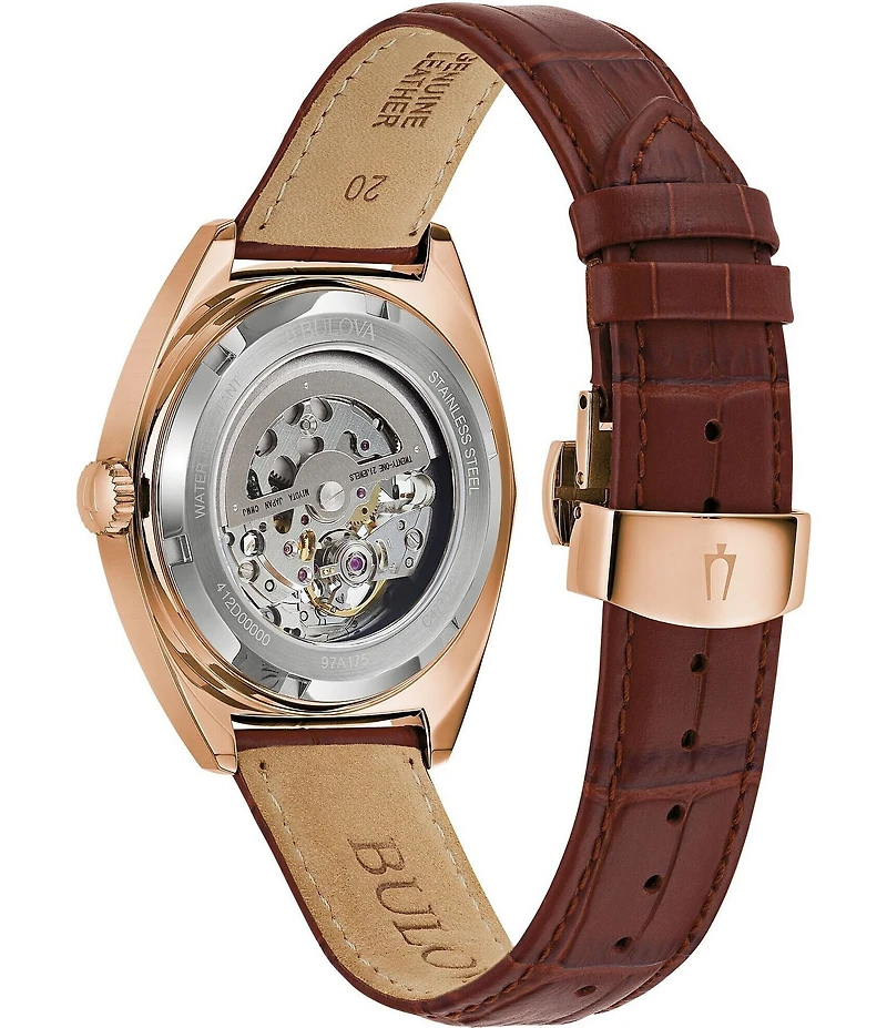 Bulova Men's Surveyor Three Hand Automatic Brown Leather Strap Watch