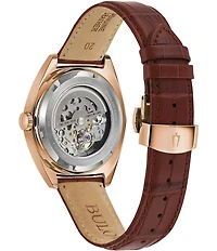 Bulova Men's Surveyor Three Hand Automatic Brown Leather Strap Watch