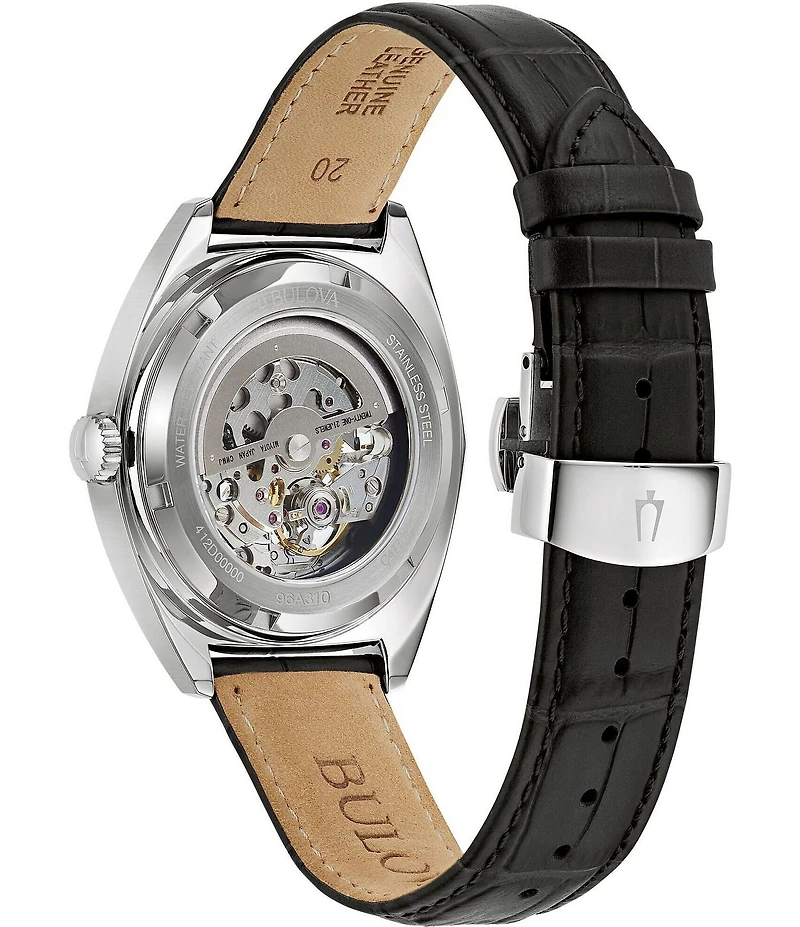Bulova Men's Surveyor Three Hand Black Leather Strap Watch