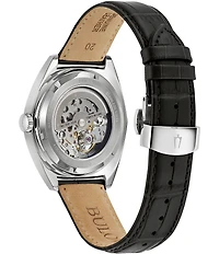 Bulova Men's Surveyor Three Hand Black Leather Strap Watch