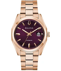 Bulova Men's Surveyor Three Hand Rose Gold Tone Stainless Steel Bracelet Watch