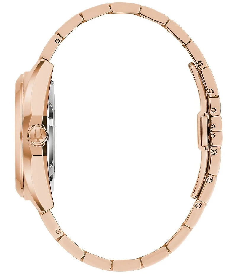 Bulova Men's Surveyor Three Hand Rose Gold Tone Stainless Steel Bracelet Watch