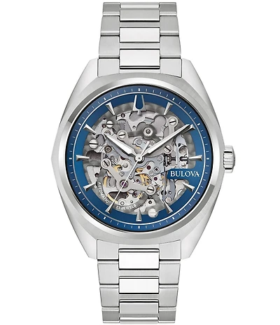Bulova Men's Surveyor Three Hand Skeleton Dial Stainless Steel Bracelet Watch