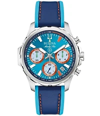 Bulova Men's Team Miami Quartz Chronograph Leather and Silicone Strap Watch