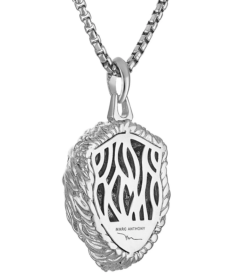 Bulova Men's Three-Dimensional Lion Head with Diamonds Stainless Steel Long Pendant Necklace