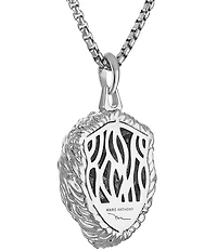 Bulova Men's Three-Dimensional Lion Head with Diamonds Stainless Steel Long Pendant Necklace