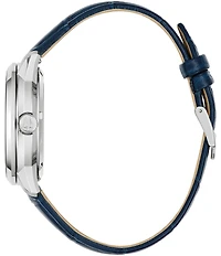 Bulova Men's Three Hand Blue Leather Strap Watch