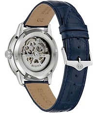 Bulova Men's Three Hand Blue Leather Strap Watch