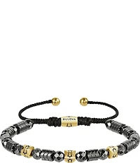 Bulova Men's Unique Beaded IP Gold/Hematite Stainless Steel Bolo Adjustable Bracelet