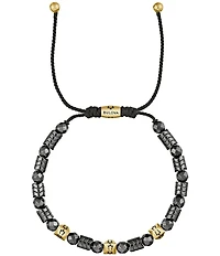 Bulova Men's Unique Beaded IP Gold/Hematite Stainless Steel Bolo Adjustable Bracelet