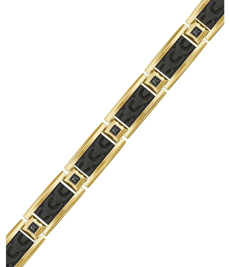 Bulova Men's Yellow IP Stainless Steel & Carbon Fiber Chain Bracelet
