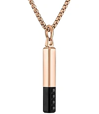 Bulova Steel Men's Rose Gold Two Tone Stainless Steel Bar-Shaped Long Pendant Necklace