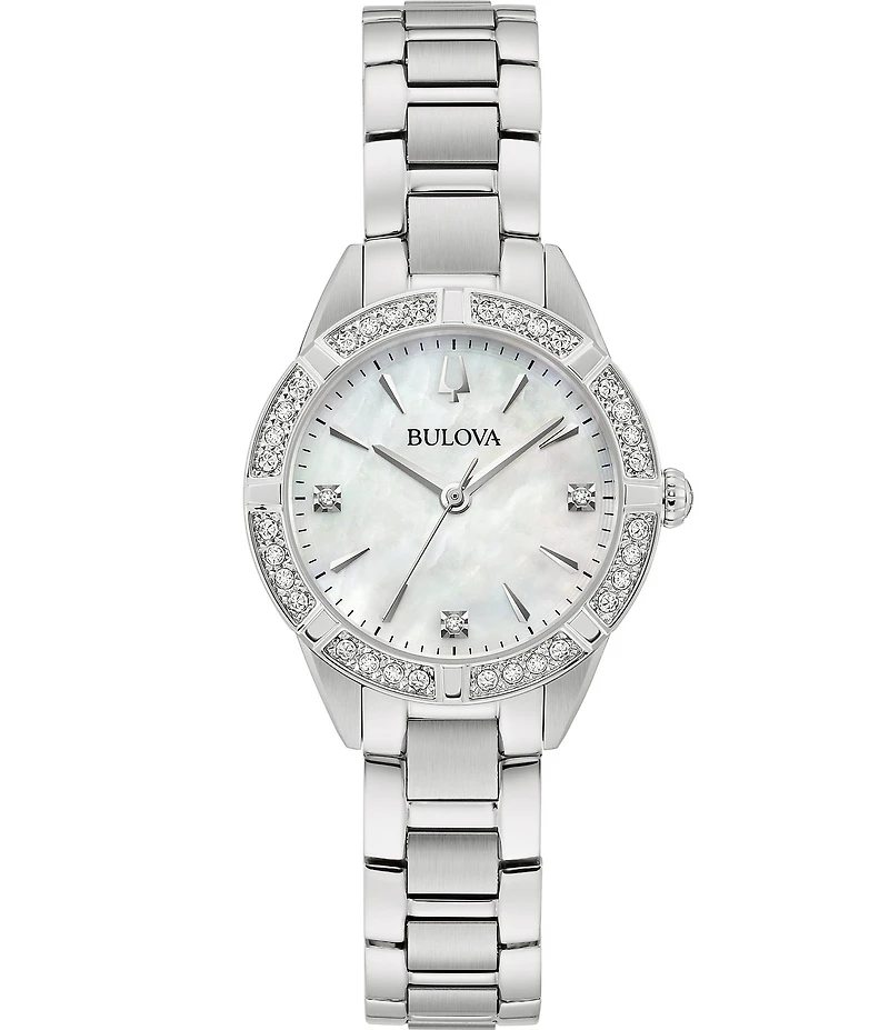 Bulova Sutton Collection Women's Crystal Quartz Analog Stainless Steel Bracelet Watch