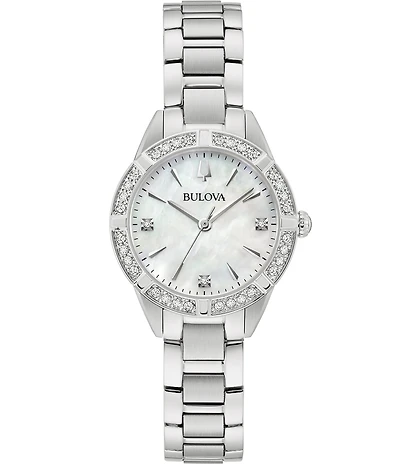Bulova Sutton Collection Women's Crystal Quartz Analog Stainless Steel Bracelet Watch