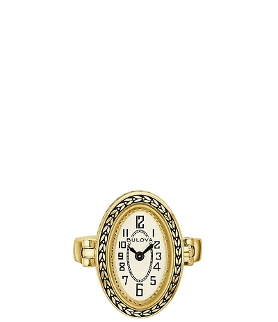 Bulova Women's Archive Two Hand Gold Tone Stainless Steel Ring Watch