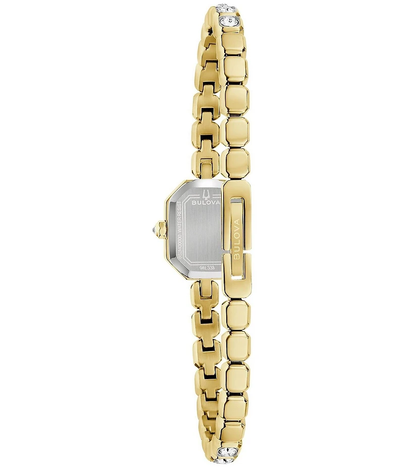 Bulova Women's Crystal Two Hand Gold Tone Stainless Steel Bracelet Watch