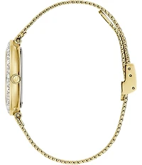 Bulova Women's Crystal Two Hand Gold Tone Stainless Steel Mesh Bracelet Watch