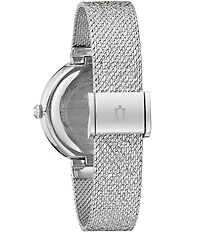 Bulova Women's Crystal Two Hand Stainless Steel Mesh Bracelet Watch