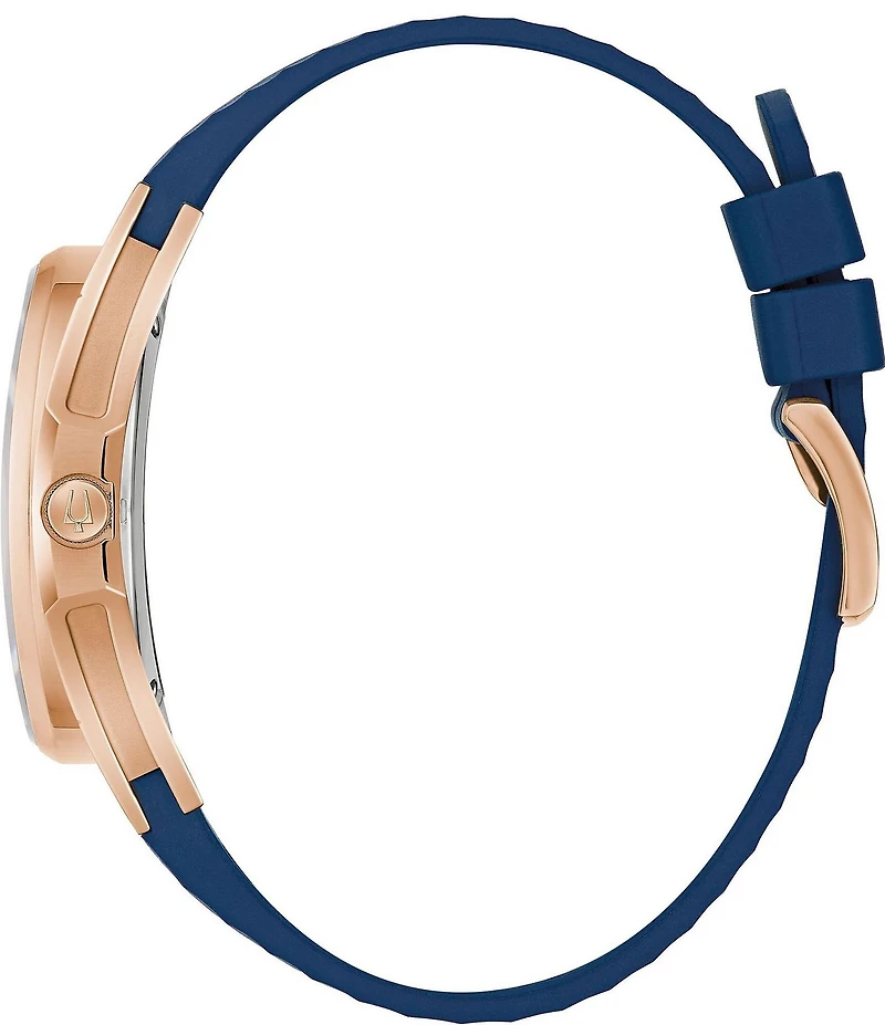 Bulova Women's Curve Three Hand Blue Strap Watch