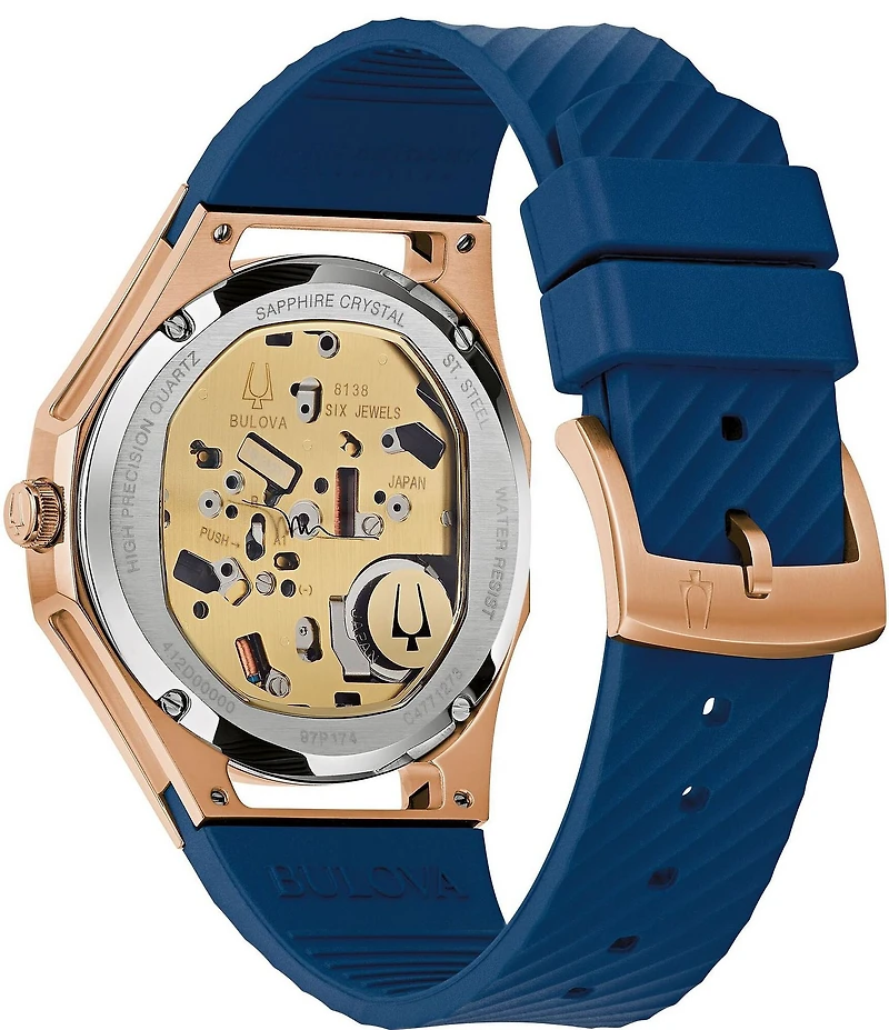 Bulova Women's Curve Three Hand Blue Strap Watch