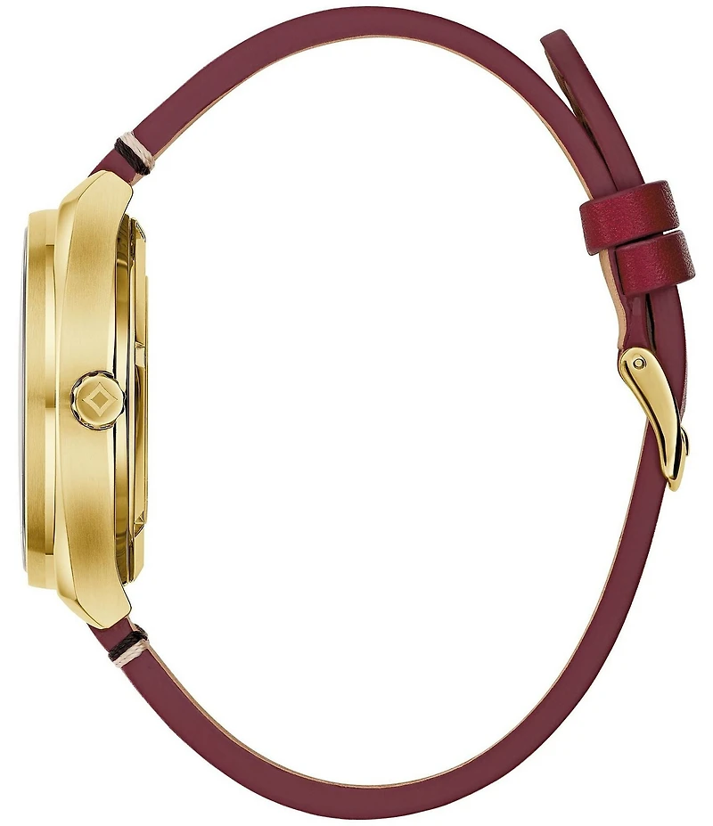 Bulova Women's Frank Lloyd Wright Three Hand Burgundy Leather Strap Watch