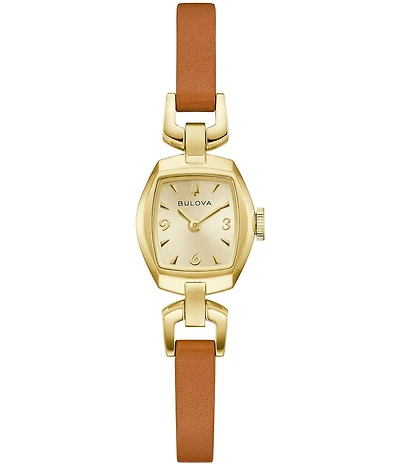 Bulova Women's Jackie Two Hand Brown Leather Strap Watch