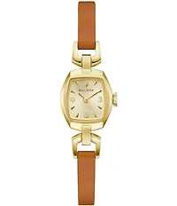 Bulova Women's Jackie Two Hand Brown Leather Strap Watch