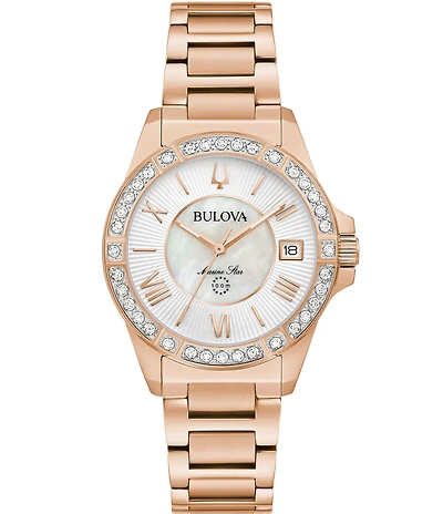 Bulova Women's Marine Star Series L Quartz Rose Gold Stainless Steel Bracelet Watch