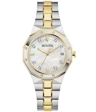 Bulova Women's Prestige Mechanical Automatic Two Tone Stainless Steel Bracelet Watch