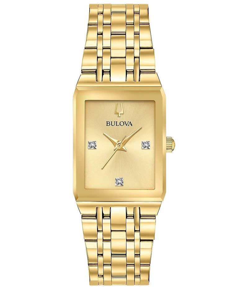 Bulova Women's Quadra Quartz Analog Gold Tone Stainless Steel Bracelet Watch