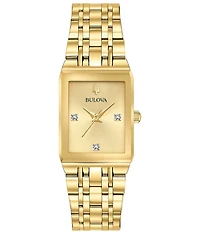 Bulova Women's Quadra Quartz Analog Gold Tone Stainless Steel Bracelet Watch