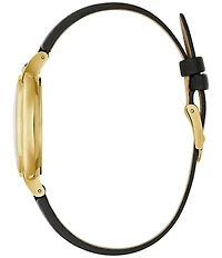 Bulova Women's Ruaiyat Ella Two Hand Black Leather Strap Watch