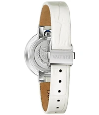Bulova Women's Rubaiy Two Hand White Leather Strap Watch
