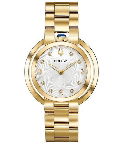 Bulova Women's Rubaiyat Quartz Analog Gold Stainless Steel Bracelet Watch