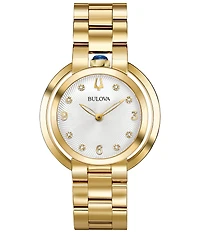 Bulova Women's Rubaiyat Quartz Analog Gold Stainless Steel Bracelet Watch