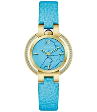 Bulova Women's Rubiyat Two Hand Blue Leather Strap Watch