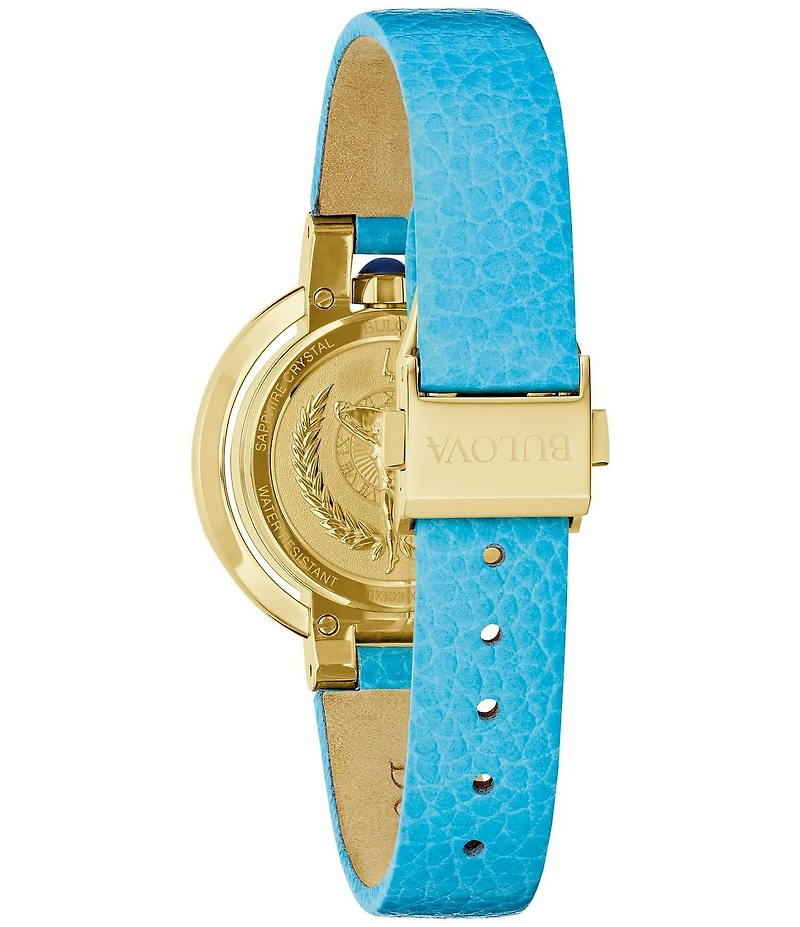 Bulova Women's Rubiyat Two Hand Blue Leather Strap Watch