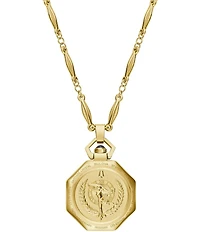Bulova Women's Rubiyat Two Hand Gold Tone Stainless Steel Pendant Watch Necklace