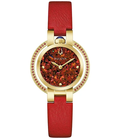 Bulova Women's Rubiyat Two Hand Leather Strap Watch