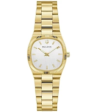 Bulova Women's Super Seville Two Hand Gold Tone Stainless Steel Bracelet Watch