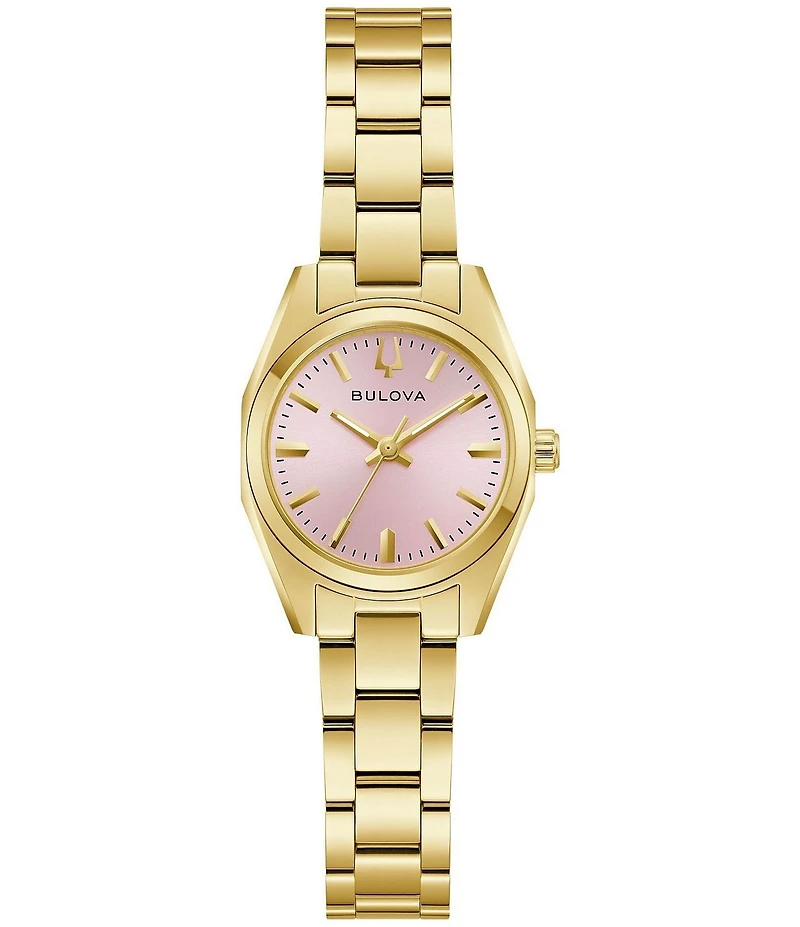 Bulova Women's Surveyor Three Hand Gold Tone Stainless Steel Bracelet Watch