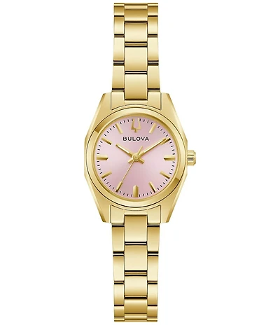 Bulova Women's Surveyor Three Hand Gold Tone Stainless Steel Bracelet Watch