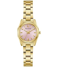 Bulova Women's Surveyor Three Hand Gold Tone Stainless Steel Bracelet Watch